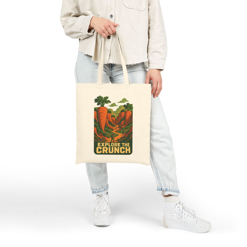 "Explore The Crunch"-Canvas Tote Bag - Carrot Vegetable Lover Design