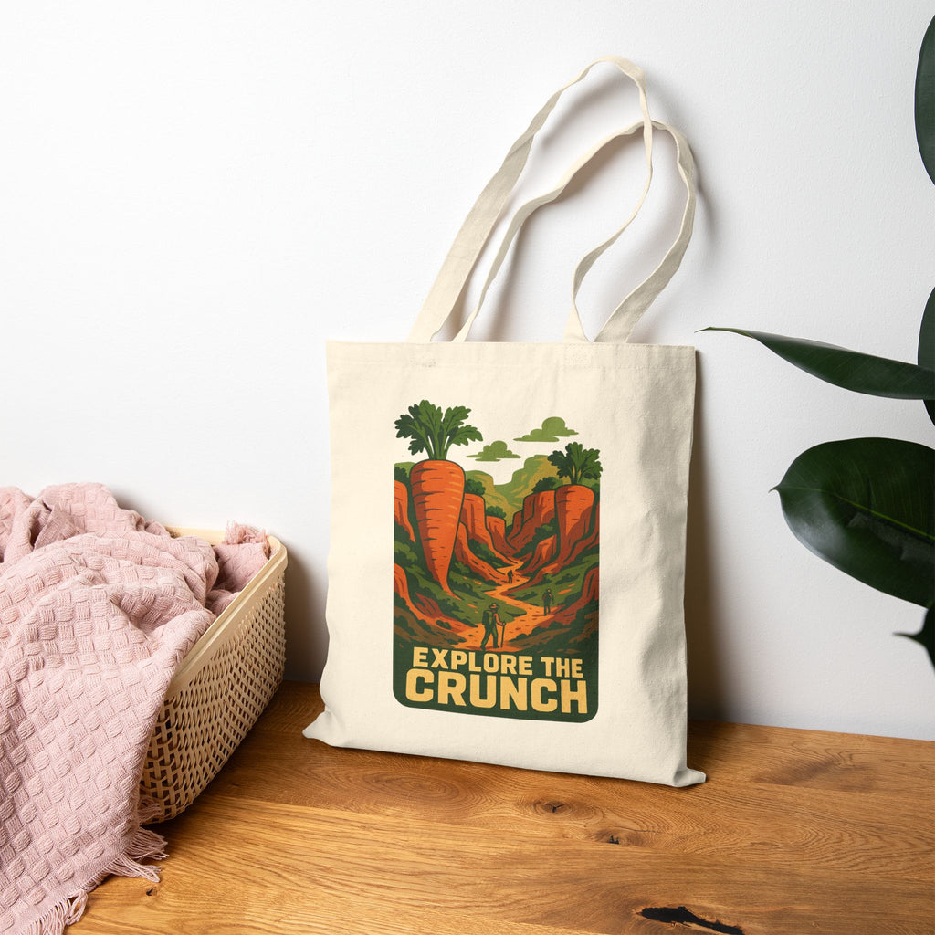 "Explore The Crunch"-Canvas Tote Bag - Carrot Vegetable Lover Design